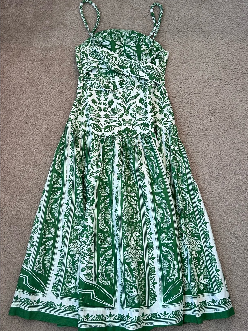 Anthropologie- Farm Rio Delicate Tapestry Midi Green dress - Picture 2 of 10